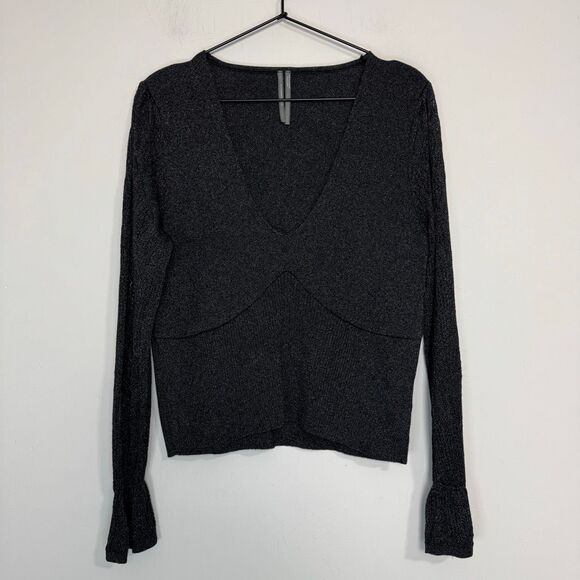 Anthropologie Woven Sleeve Two-Fer Sweater L - Picture 4 of 9